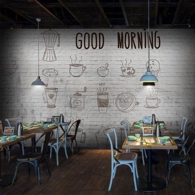 China Modern creative brick coffee milk tea shop cake shop ktv wallpaper for sale