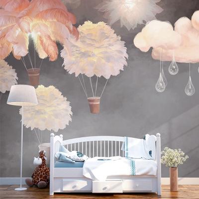 China Modern 3D Feather Children's Room Wallpaper Ins Wind Living Room TV Background Wall Mural Bedroom for sale