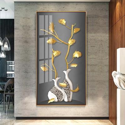 China Modern art modern vertical diamond hallway flower decoration porch entrance porch crystal painting for sale