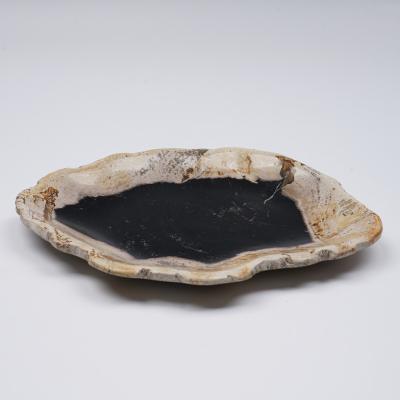 China Natural Petrified Wood Home Dish Decoration 26X18X2cm Wooden Dishes Tray Made By Wood Stone Common Viable Tableware Bowl for sale