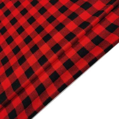 China Stretch 2022 Professional factory supplier small checker jersey fabric stretch DTY BRUSH PRINT for soft clothing for sale