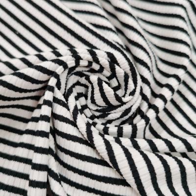 China DIMENSIONAL Custom design stripe rib knit fabric 95 polyester 5 spandex printed ribbed knit stretch fabric for sale