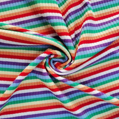 China Stretch Super soft rib colorful stripe Rayon  polyester knit fabric for sweater,pullover for sale