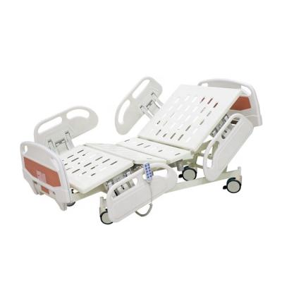 China Medical Care Electric ABS ICU Function Medical Equipment Adjustable Back Leg Folding Electric Hospital Bed With Five Functions for sale