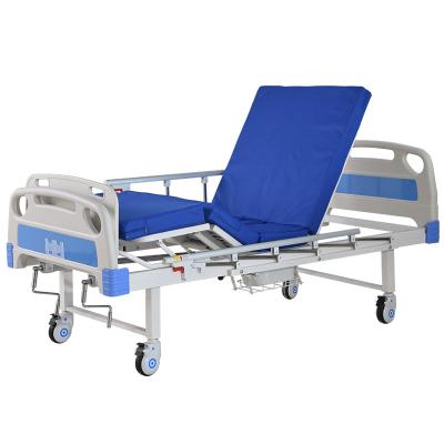 China Crank Hospital Bed Hospital Equipment Metal Frame Bed Manual Two Adult Patient Bed for sale