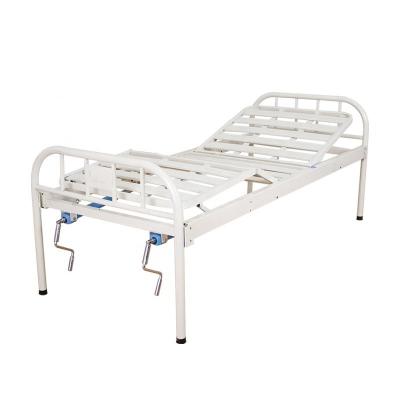 China Manual Hospital Bed Two Cranks Medical Bed Iron Material Hospital Bed for sale