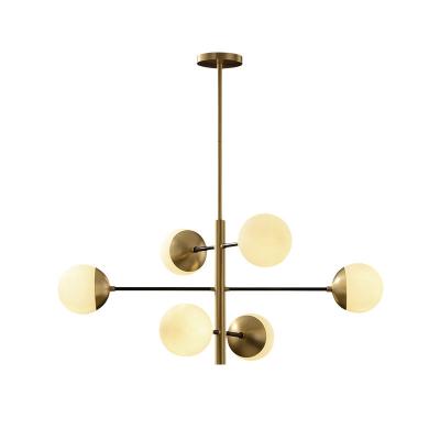 China Factory hot sale modern simple style lamp body globe glass ball post modern lighting brass chandelier for living room for sale