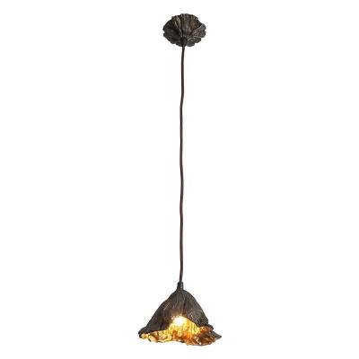 China Lotus Leaf Countryside Hammered Black Chandelier Post Modern Brass Pendant Light Gold Art Deco Black for sale