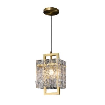 China Wholesale Post Modern Luxury Brass Glass Shade Lamp Single Body Hanging Pendant Light Lamps for sale