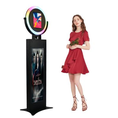 China Portable Festival Celebration RMS IPad Photobooth Machine Wedding 2022 Wedding or Party Selfie IPad Photo Booth with Ring Light for sale