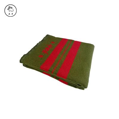 China Anti-pilling Pure Military Army Wool Woven Manufacturers Thick Refugee Blanket for sale