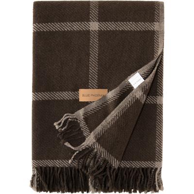 China King's Size Yak Wool Woven Plaids Throw Anti-pilling Check Tartan Queen's Throw Blankets for sale