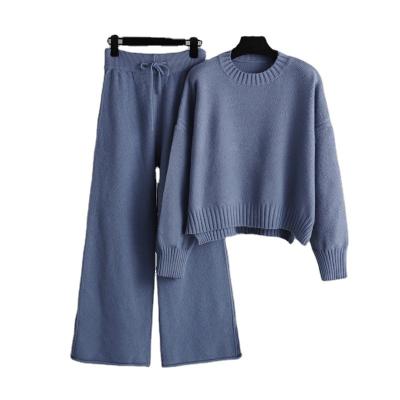 China New Design Anti-Wrinkle Knitted Top Pants Outfit Women To Suit Comfortable Casual Knit Sweater Set For Girl Lady for sale