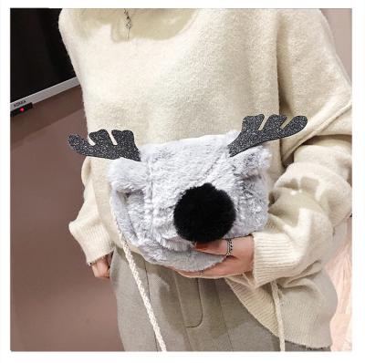 China Fashion Christmas Gift Bag Red Nosed Reindeer Stuffed Body Bag Christmas Deer Cross-Body Purse Cross Bag for sale