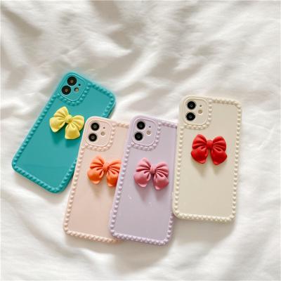 China New Back Fashion Girl Phone Shockproof Case Cover Pink Cute Bow TPU Smart Phone Cases For iPhone 13 Pro Max for sale