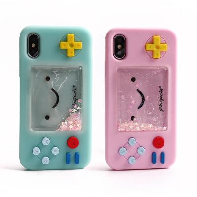 China Creative Retro 3D Cartoon Game Player Bling Glitter Quicksand Shockproof Creative Phone Shape For iPhone 13 for sale