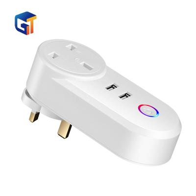 China Residential/Multi-Purpose G-Tech Plus Wifi Smart Socket UK EU Standard Power Socket Smart Plug With Dual USB Port Tuya Smart Socket for sale