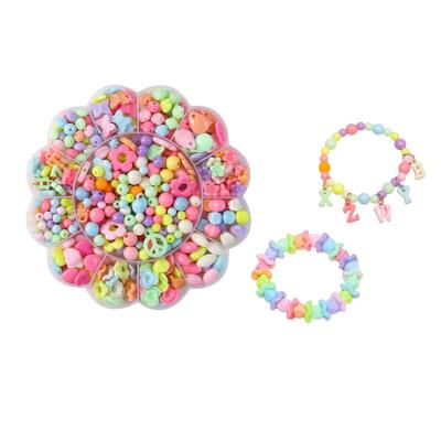 China Guangdong Handmade Beaded Jewelery Box Set DIY Plastic Girls Toys Children Play Jewelry Making Kit for sale