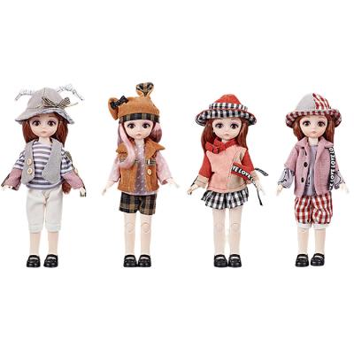 China Mini doll 30cm educational movable joint children toys for girl's 3D big eyes diy fairy doll lovely with clothes dress up for sale