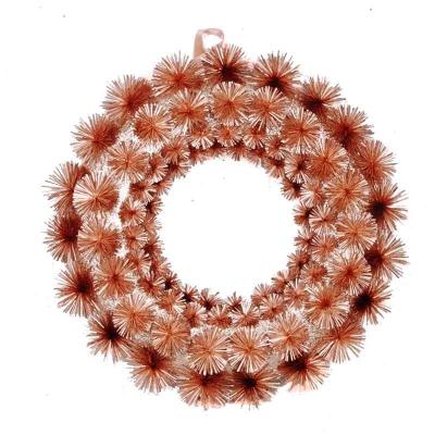 China Handmade 2022 Rose Gold Christmas Wreath, hanging glitter garland ornament for decoration. for sale