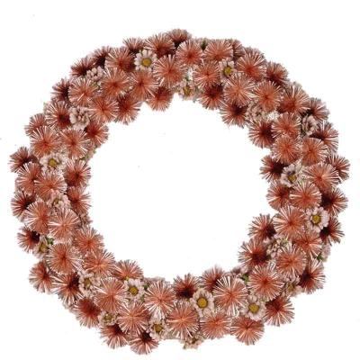 China Holiday decoration 62cm newspaper garland decorated with rose gold tassel and silk fabric flowers for sale