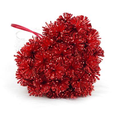 China People Art Personalized Gifts, pom pom flower heart ornament. for sale