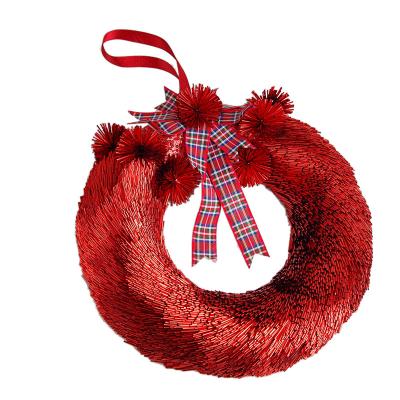 China Handmade Glitter Red Garland, Christmas Wreath Christmas Hanging Red Garland for sale