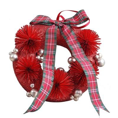 China Handmade Morden Christmas Wreath, Glitter Garland Xmas Wreath Red. for sale