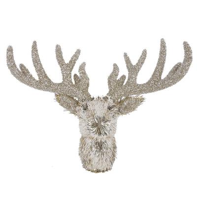 China 2021 Hot Selling Handmade, Glitter Champagne Gold Deer Head Ornament. for sale