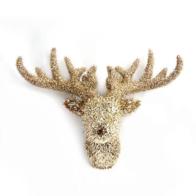 China Handmade elegant glitter deer head ornament. for sale