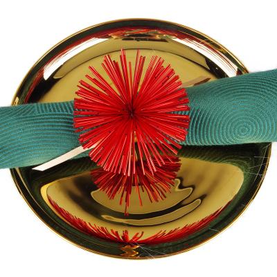 China Handmade delicate glitter flower red napkin ring for dining/Christmas decoration for sale