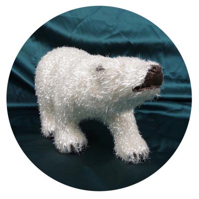 China Flok Art 2021 Bear Ornament, Handmade Glitter Polar Bear for Christmas Decoration. for sale