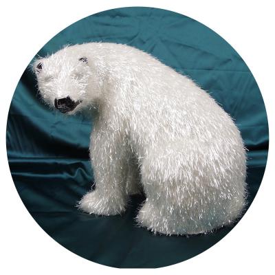 China Flok Art Holiday /Christmas Decoration , Glitter Polar Bears Ornament For 2021 for sale