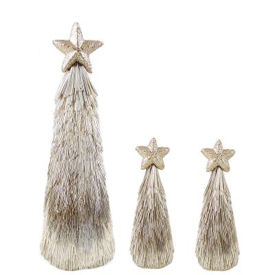 China Handmade Champagne Gold Christmas Ornaments, Mini Cone Christmas Tree, shelf decor. for sale