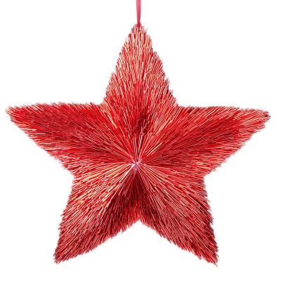 China Decorative Handmade Star Shape Glitter Christmas Tree Decoration Red Christmas Tree Accessory Ornament. for sale