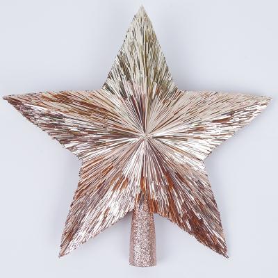 China Artificial PET Champagne Gold Rose Elaborate Gold Gradient Braid Star Christmas Tree Decoration Home New Year Party December for sale