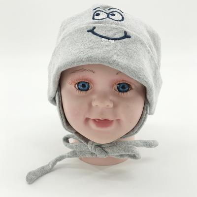 China Image New Arrival Smiling Face Baby Beanie Hat Kids Baby Gray Color Soft Beanie for sale