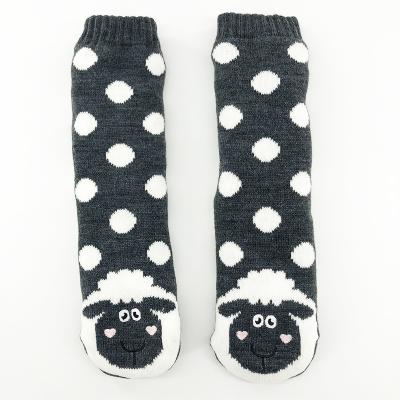 China Breathable Custom Design Sheep Winter Super Thick Warm Anti-Slip Crew Socks Logo OEM Pattern For Women for sale