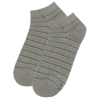 China Spring And Autumn Gray Low Cut Socks Women Breathable Silver Striped Cotton Hosiery Socks for sale