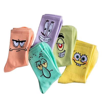 China Hot Selling New Style Breathable Fashion Funny Cartoon Hip Hop Skateboard Stocking Soft Cotton Popular Cartoon Couples Socks for sale