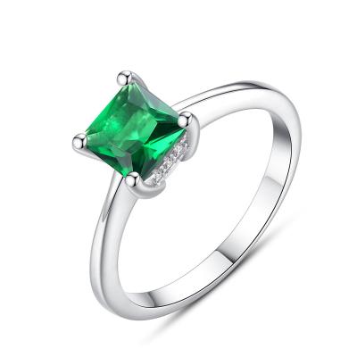 China New FASHION Emerald Green Stone Ring 925 Sterling Silver Emerald Diamond Fashion Promise Engagement Ring for sale