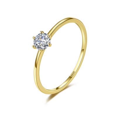 China TRENDY Fashion Gold Plated 925 Sterling Silver Diamond Rings Women Engagement Diamond Wedding Ring for sale