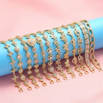 China TRENDY Fashion Jewelry Gold Plated Round Heart Diamond Tennis Bracelet Bangle Bracelet for sale