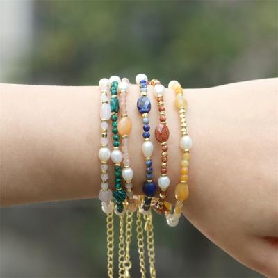 China FASHIONABLE Freshwater Natural Gemstone Gemstone Bead Bracelet Fashion Beaded Bracelet for sale