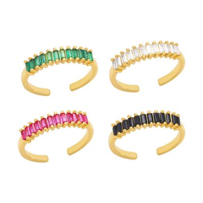 China Fashionable Colorful Zircon Ring Creative Gold Plated Open Geometric Ring Zircon Rings Women for sale