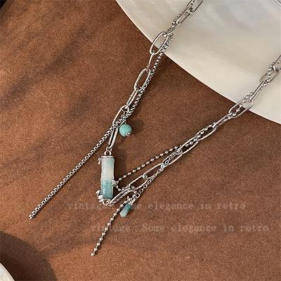 China FASHIONABLE Jade Necklace Bamboo Necklace Light Luxury Simple Tassel Necklace Bracelet Bamboo Set for sale