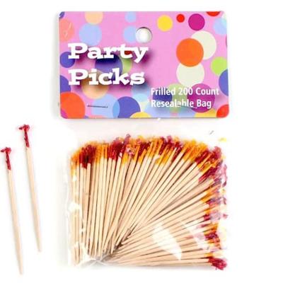 China Disposable Cocktail Club Picks Frilly Sandiwich 4 Inch Cocktail Birch Party Frilly Picks for sale