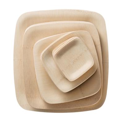 China Disposable Chinese Biodegradable Disposable Dinner Plate Square Bamboo Dishes for sale