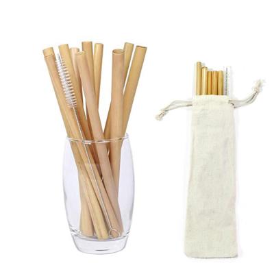 China 10pcs Disposable Reusable 100% Bamboo Drinking Straws Set Bamboo Straws for sale