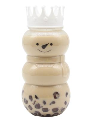 China food & Beverage Packaging High Quality New Cartoon Sealed Disposable Plastic Snowman Beverage Bottles Milk Tea Bottles for sale